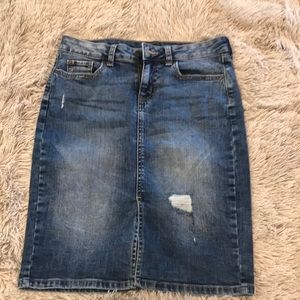 Distressed Gap Denim Skirt